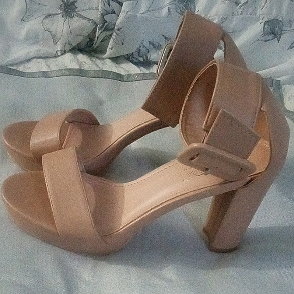 Ankle Strap Ladies Tan Heels